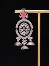Round Cut American Diamond Brass Earrings