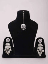 Pearl Drop Layered Chandelier Earrings and Maang Tikka Set