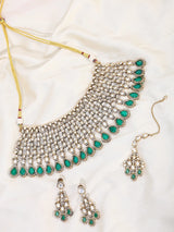 Kundan Teardrop Bridal Necklace Set with Earrings and Maang Tikka