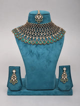 Kundan Teardrop Bridal Necklace Set with Earrings and Maang Tikka