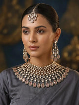 Kundan Teardrop Bridal Necklace Set with Earrings and Maang Tikka
