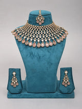 Kundan Teardrop Bridal Necklace Set with Earrings and Maang Tikka