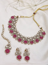 Kundan Floral Choker Necklace Set with Maang Tikka