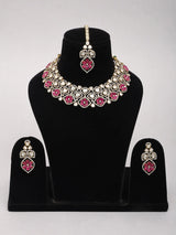 Kundan Floral Choker Necklace Set with Maang Tikka
