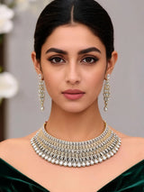 Marquise American Diamond Brass Choker and Earrings Set