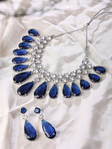 Zircon Teardrop Necklace and Earrings Set in Brass