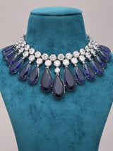 Zircon Teardrop Necklace and Earrings Set in Brass