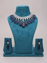 Zircon Teardrop Necklace and Earrings Set in Brass