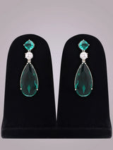 Zircon Teardrop Necklace and Earrings Set in Brass