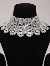 Feather Motif American Diamond Brass Necklace Set