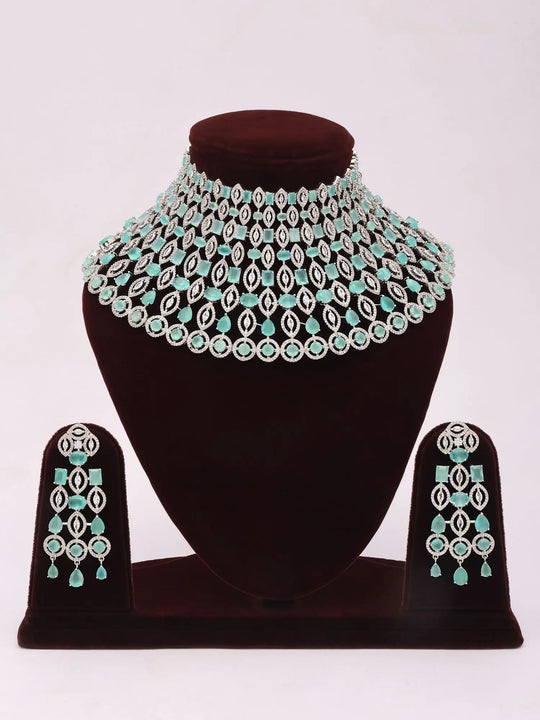 American Diamond Studded Brass Necklace Set