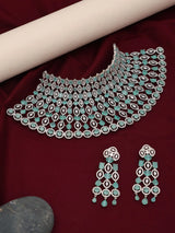American Diamond Studded Brass Necklace Set