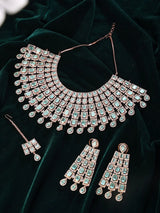 Mint, Pink and White Stone Bridal Necklace and Earrings Set