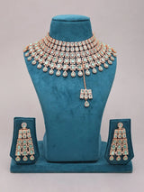 Mint, Pink and White Stone Bridal Necklace and Earrings Set