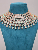 Mint, Pink and White Stone Bridal Necklace and Earrings Set
