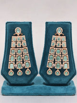 Mint, Pink and White Stone Bridal Necklace and Earrings Set