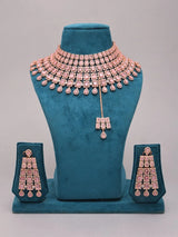 Mint, Pink and White Stone Bridal Necklace and Earrings Set