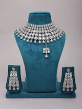 Mint, Pink and White Stone Bridal Necklace and Earrings Set