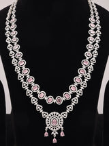 Geometric Cut Green Pink and White Stone Necklace and Earrings Set