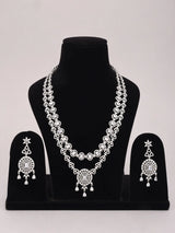 Geometric Cut Green Pink and White Stone Necklace and Earrings Set