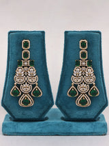 Leaf Motif Stone Set Bridal Necklace Earrings and Maang Tikka
