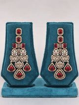 Leaf Motif Stone Set Bridal Necklace Earrings and Maang Tikka