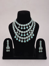 Sea Green Stone Multi Strand Necklace and Earrings Set