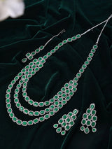 Multi-Strand Square Cut Crystal Necklace Set with Maang Tikka