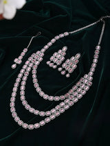 Multi-Strand Square Cut Crystal Necklace Set with Maang Tikka
