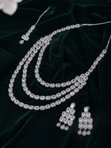Multi-Strand Square Cut Crystal Necklace Set with Maang Tikka