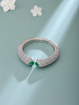 Emerald Green and White Stone Studded Brass Kada Bangle