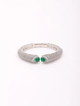 Emerald Green and White Stone Studded Brass Kada Bangle