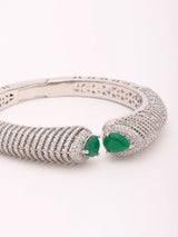 Emerald Green and White Stone Studded Brass Kada Bangle