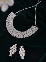 Cubic Zirconia Link Chain Necklace and Earrings Set
