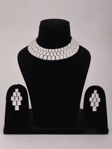 Cubic Zirconia Link Chain Necklace and Earrings Set