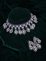 Amethyst Teardrop Cubic Zirconia Brass Necklace Set