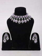 Amethyst Teardrop Cubic Zirconia Brass Necklace Set