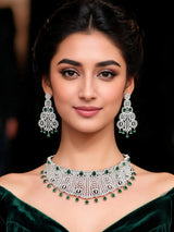 Mint Green American Diamond Choker and Earring Set