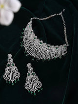 Mint Green American Diamond Choker and Earring Set
