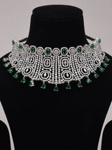 Mint Green American Diamond Choker and Earring Set