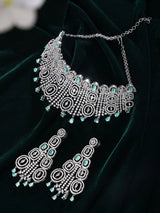 Mint Green American Diamond Choker and Earring Set