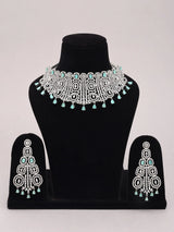 Mint Green American Diamond Choker and Earring Set