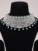 Mint Green American Diamond Choker and Earring Set