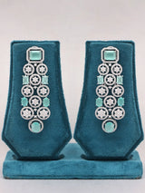 Sea Green and White Stone Studded Bridal Choker and Earrings Set