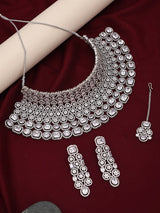 Sea Green and White Stone Studded Bridal Choker and Earrings Set