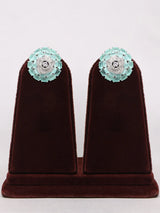 Floral Pink and Sea Green American Diamond Necklace Set
