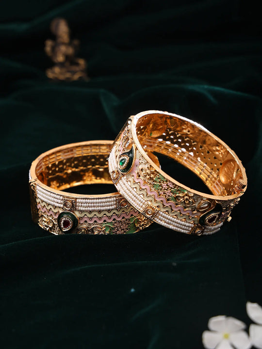 Meenakari Openable Bridal Bangles in Brass (Pair)