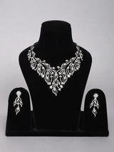 Vine Motif Black and Pink Crystal Necklace Set with Earrings