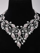 Vine Motif Black and Pink Crystal Necklace Set with Earrings