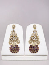 Purple and Sea Green Floral Cubic Zirconia Necklace Set with Earrings